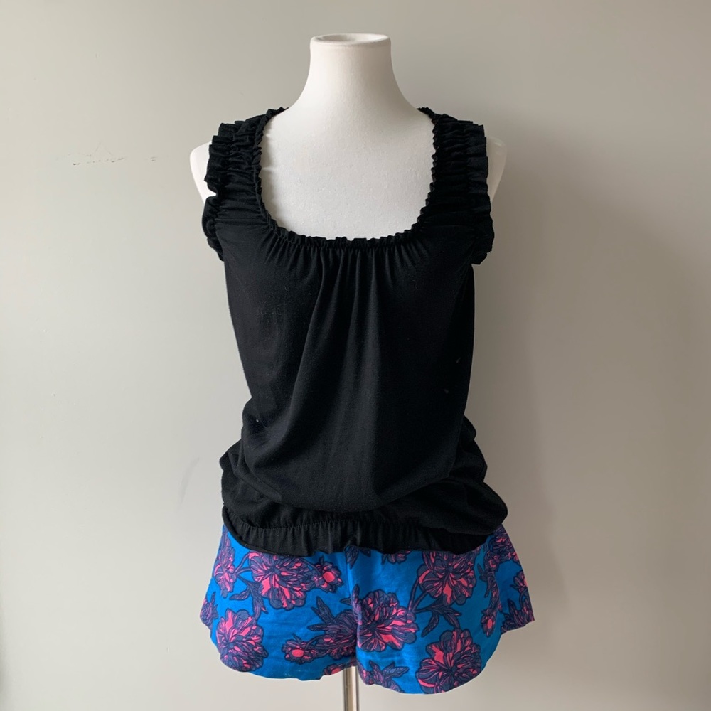 Black Ruffle Raceback Tank Top Size Small